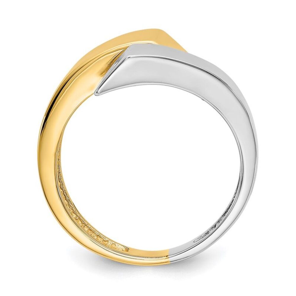 14k Yellow Gold Two-Tone Square Overlapping Ring - image 2